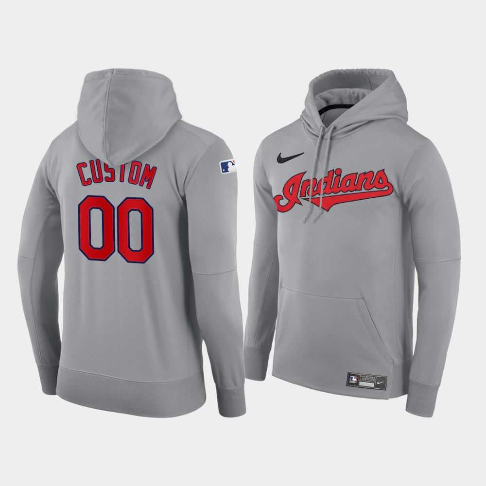 Men Cleveland Indians 00 Custom gray road hoodie 2021 MLB Nike Jerseys